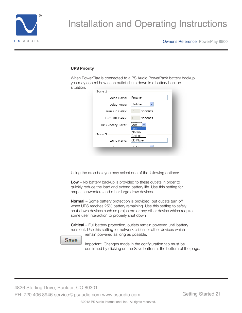 Installation and operating instructions | PS Audio 8500 User Manual | Page 25 / 32