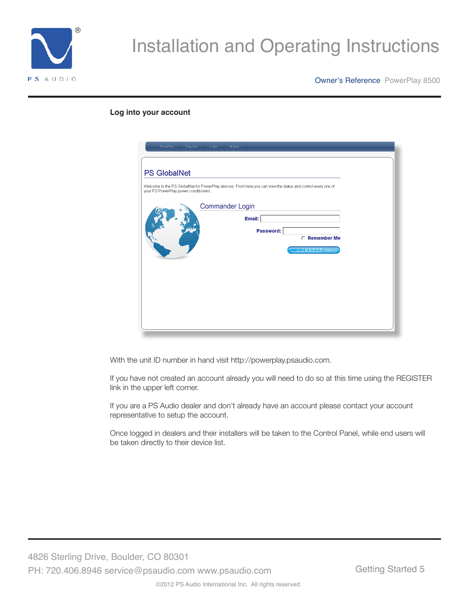 Installation and operating instructions | PS Audio 8500 User Manual | Page 9 / 32