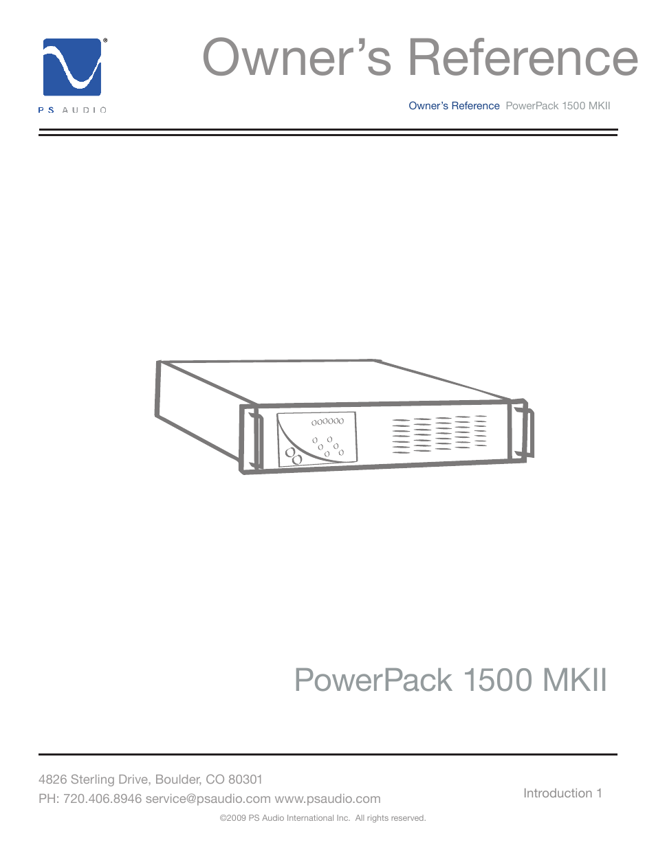 PS Audio POWERPACK 1500 MKII User Manual | 30 pages