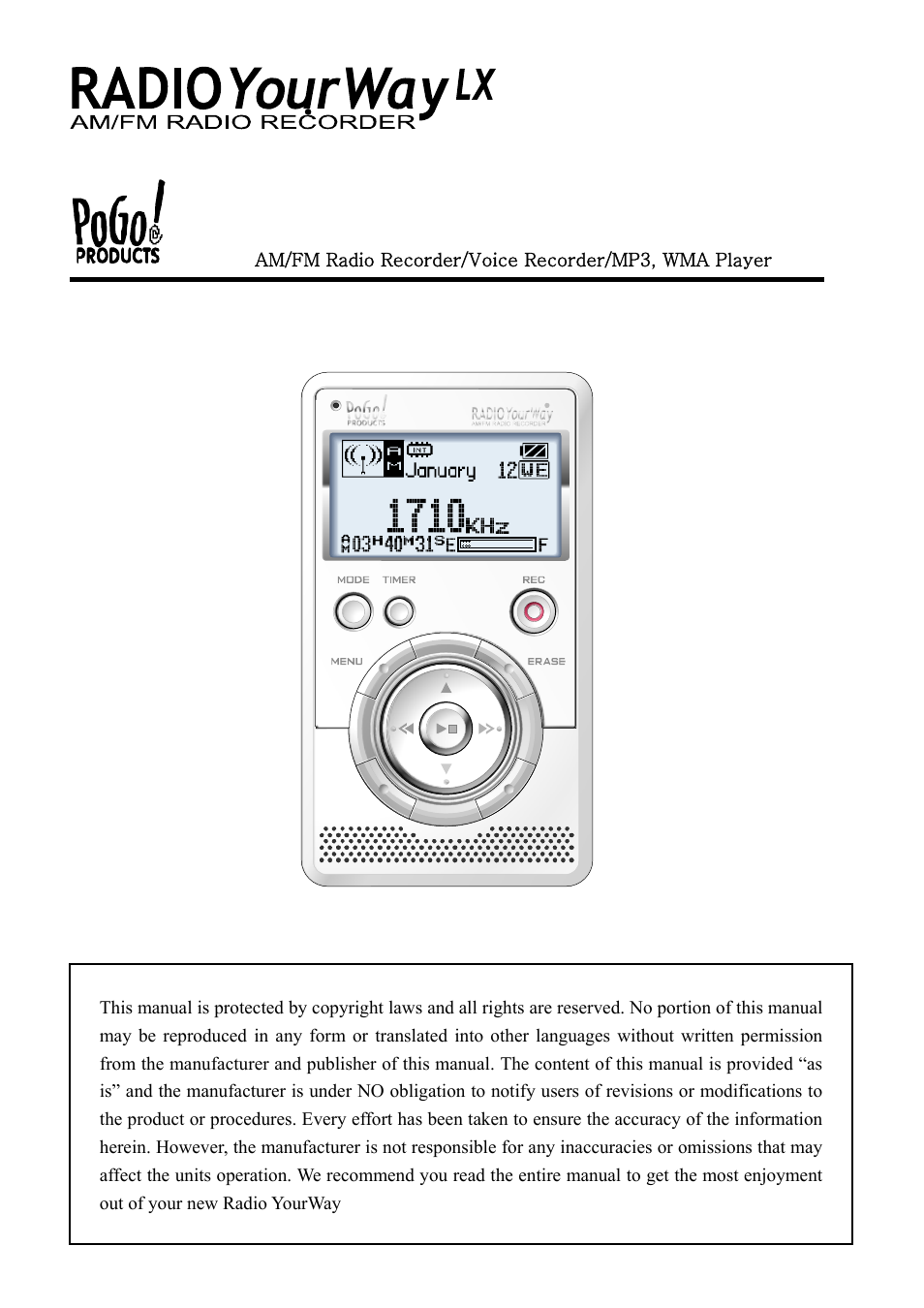 PoGo Products RadioYourWay LX User Manual | 46 pages