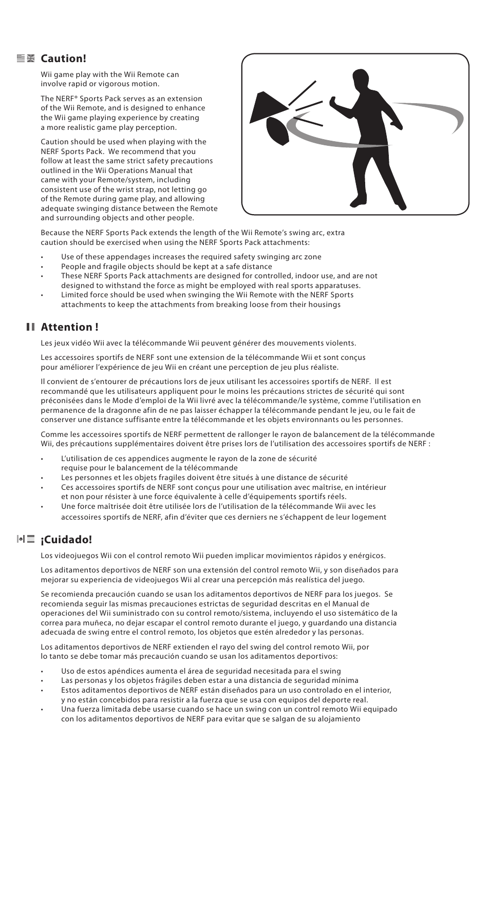Caution, Attention, Cuidado | PDP PL-7560 User Manual | Page 3 / 4