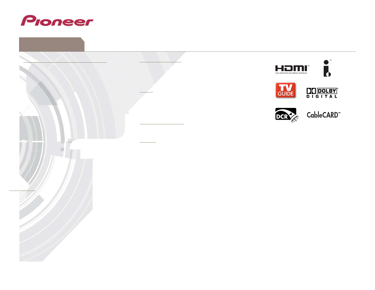 43” high definition plasma television, Pdp - 4360hd | PDP 4360HD User Manual | Page 2 / 2