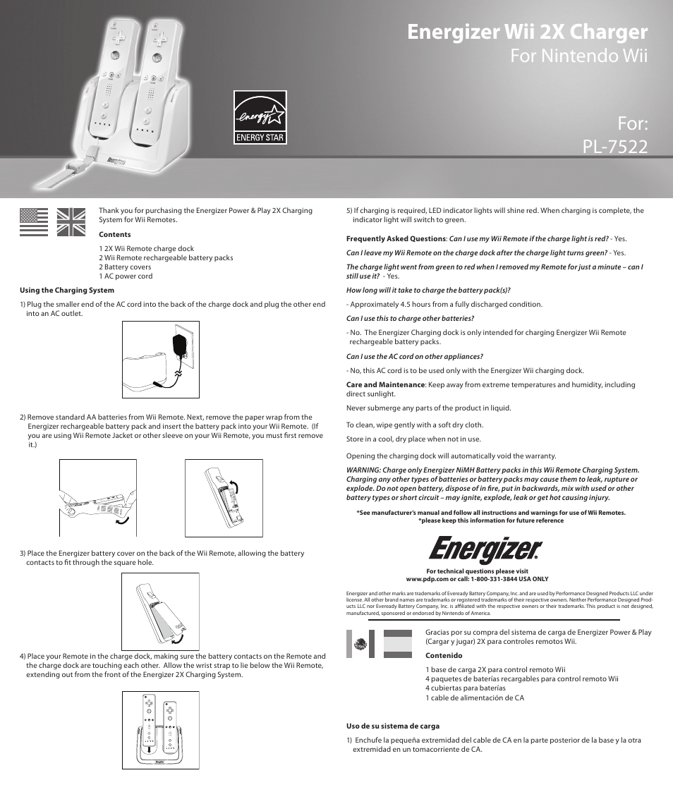 Energizer PL-7522 User Manual | 5 pages