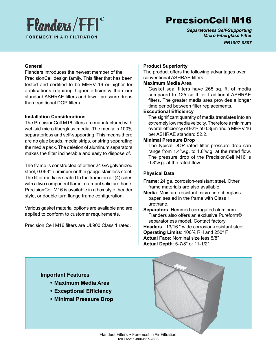 Precisionaire PrecsionCell M16 PB1007-0307 User Manual | 2 pages