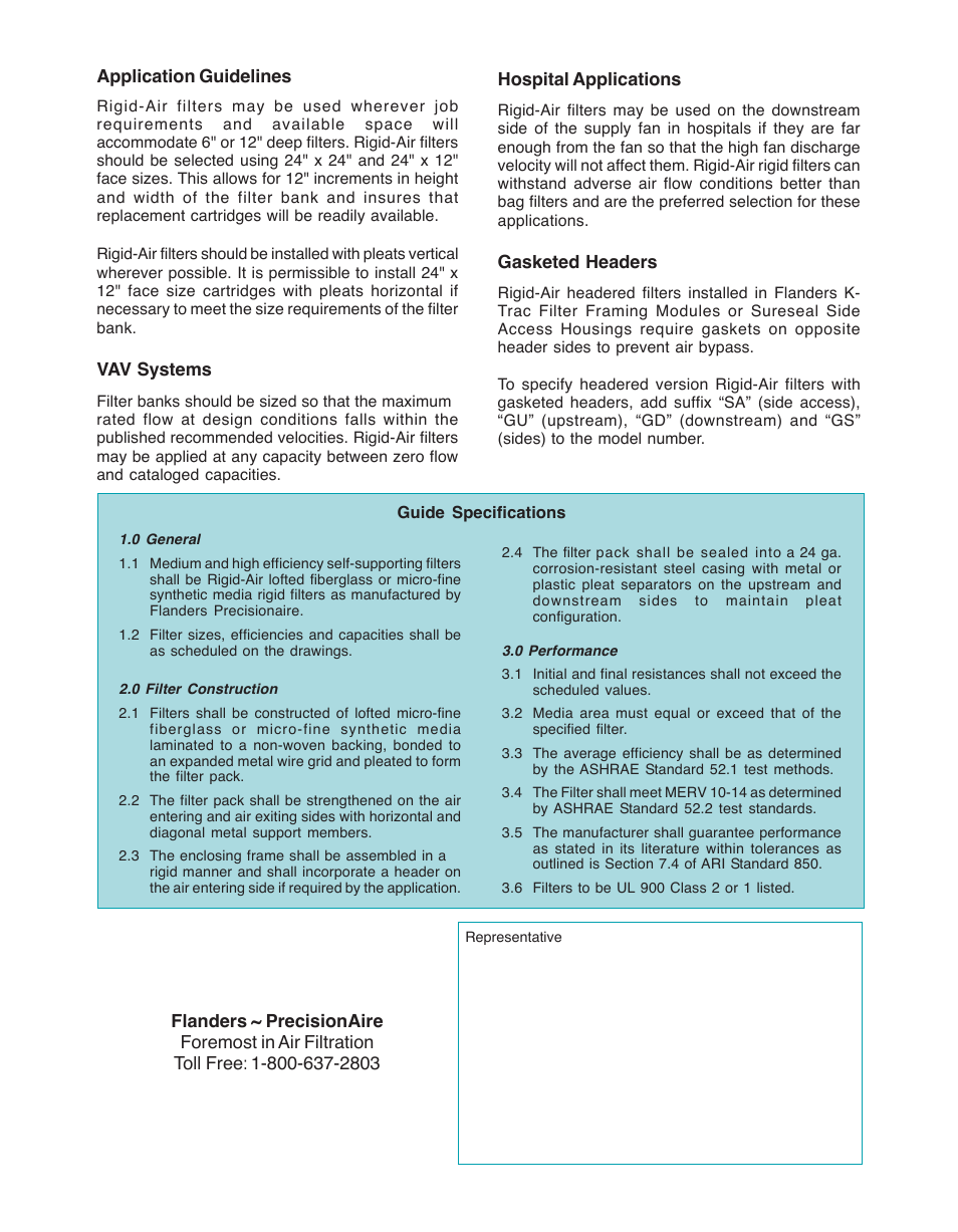 Precisionaire Rigid Air MERV 10-14 User Manual | Page 4 / 4