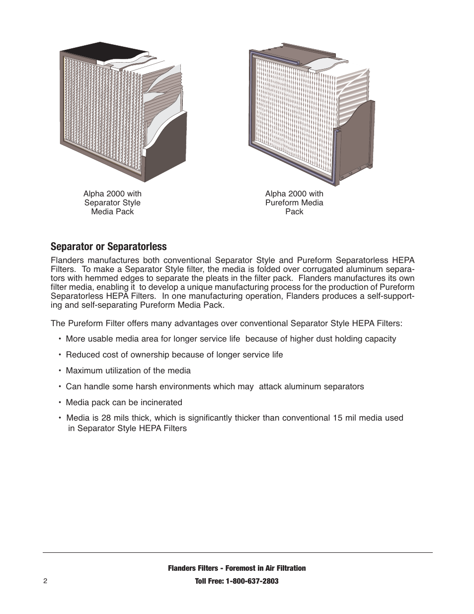 Separator or separatorless | Precisionaire Alpha 2000 User Manual | Page 2 / 4