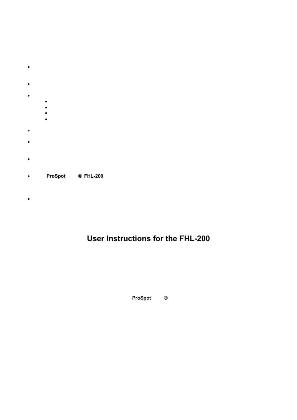 User instructions for the fhl-200 | ProSpot Fitness Bench FHL-200 User Manual | Page 2 / 9