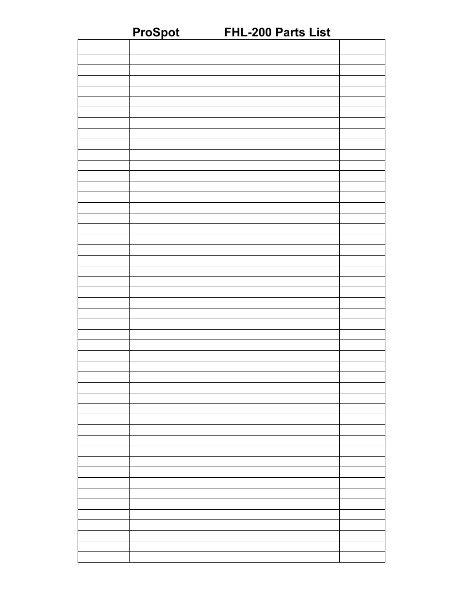 Prospot fitness® fhl-200 parts list | ProSpot Fitness Bench FHL-200 User Manual | Page 8 / 9