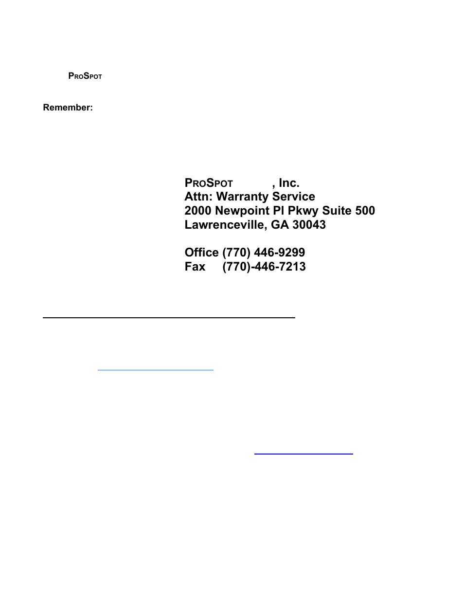 Warranty & contact information, Contacting prospot fitness technical support | ProSpot Fitness Bench FHL-200 User Manual | Page 9 / 9