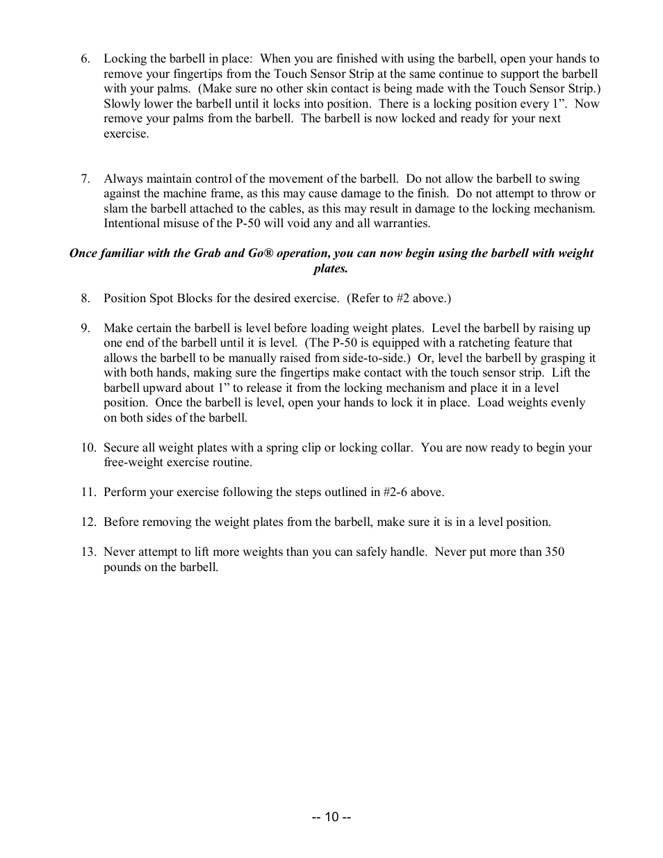 ProSpot Fitness P-50 User Manual | Page 10 / 15