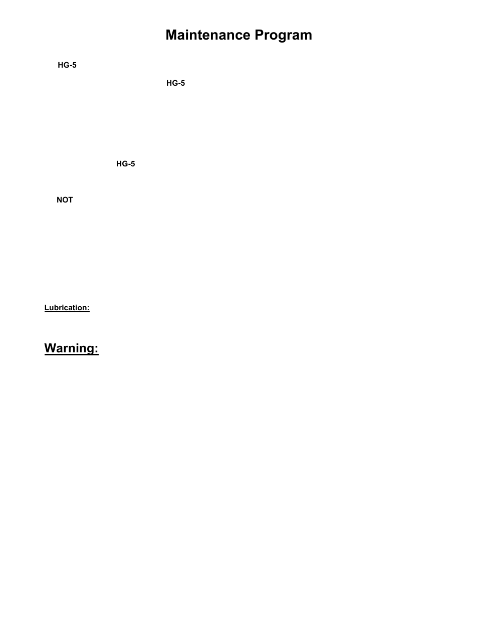 Maintenance program | ProSpot Fitness FUSION HG-5 User Manual | Page 23 / 29
