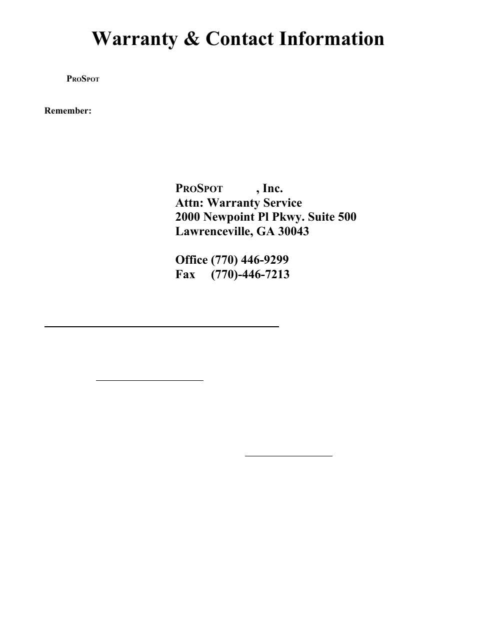 Warranty & contact information, Contacting prospot fitness technical support | ProSpot Fitness FUSION HG-5 User Manual | Page 29 / 29