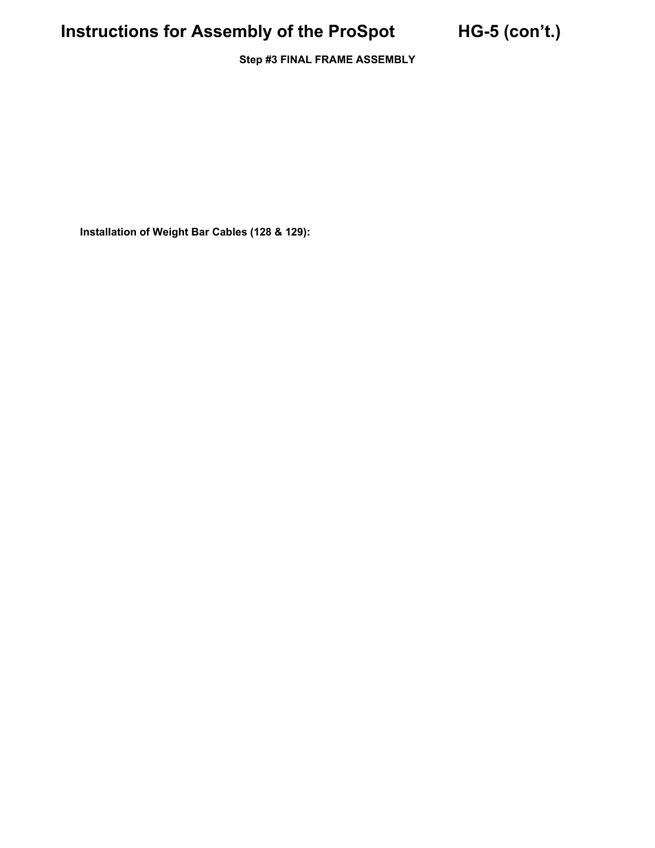 Step #3 final frame assembly | ProSpot Fitness FUSION HG-5 User Manual | Page 5 / 29