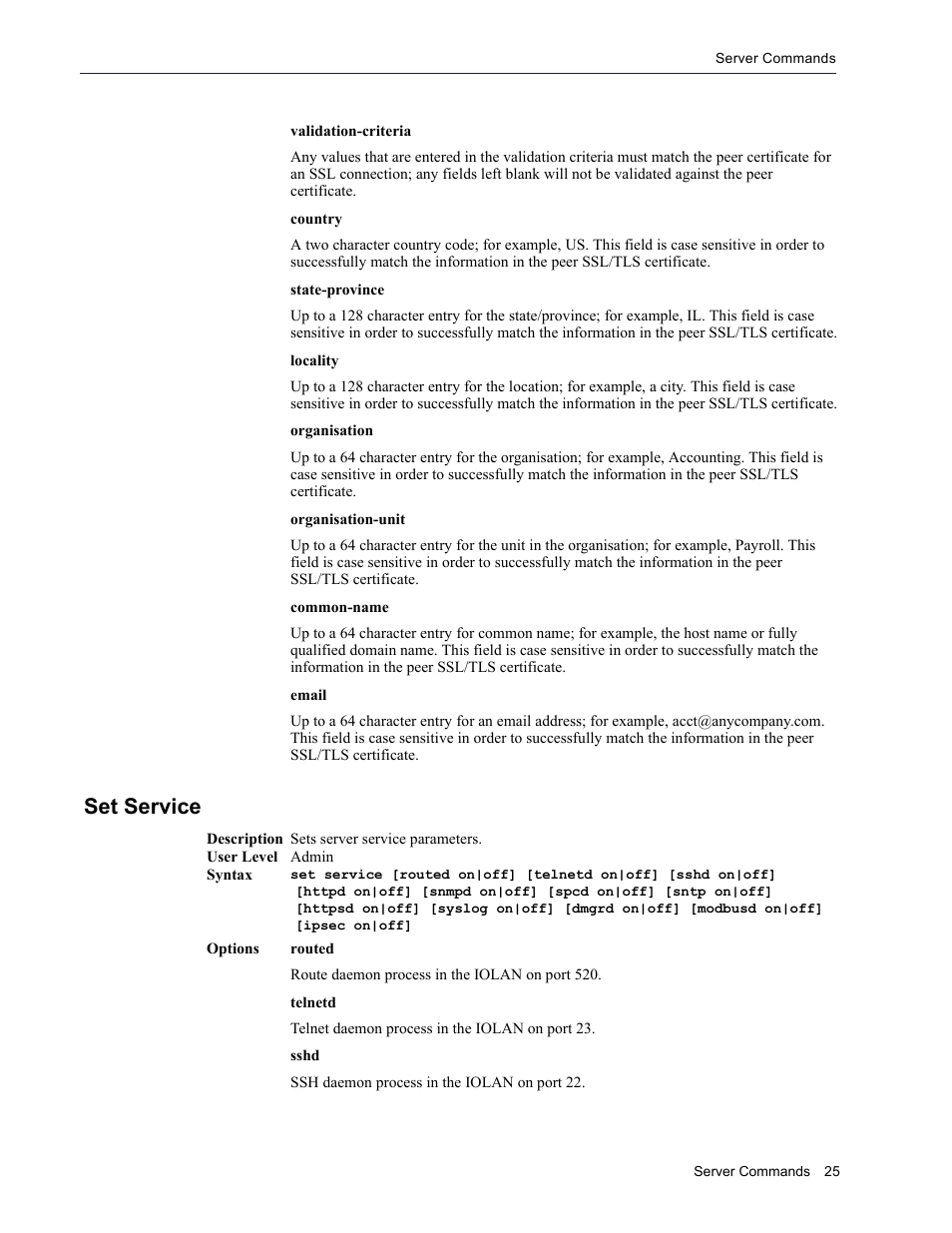 Set service | Perle Systems IOLAN SDS User Manual | Page 25 / 162