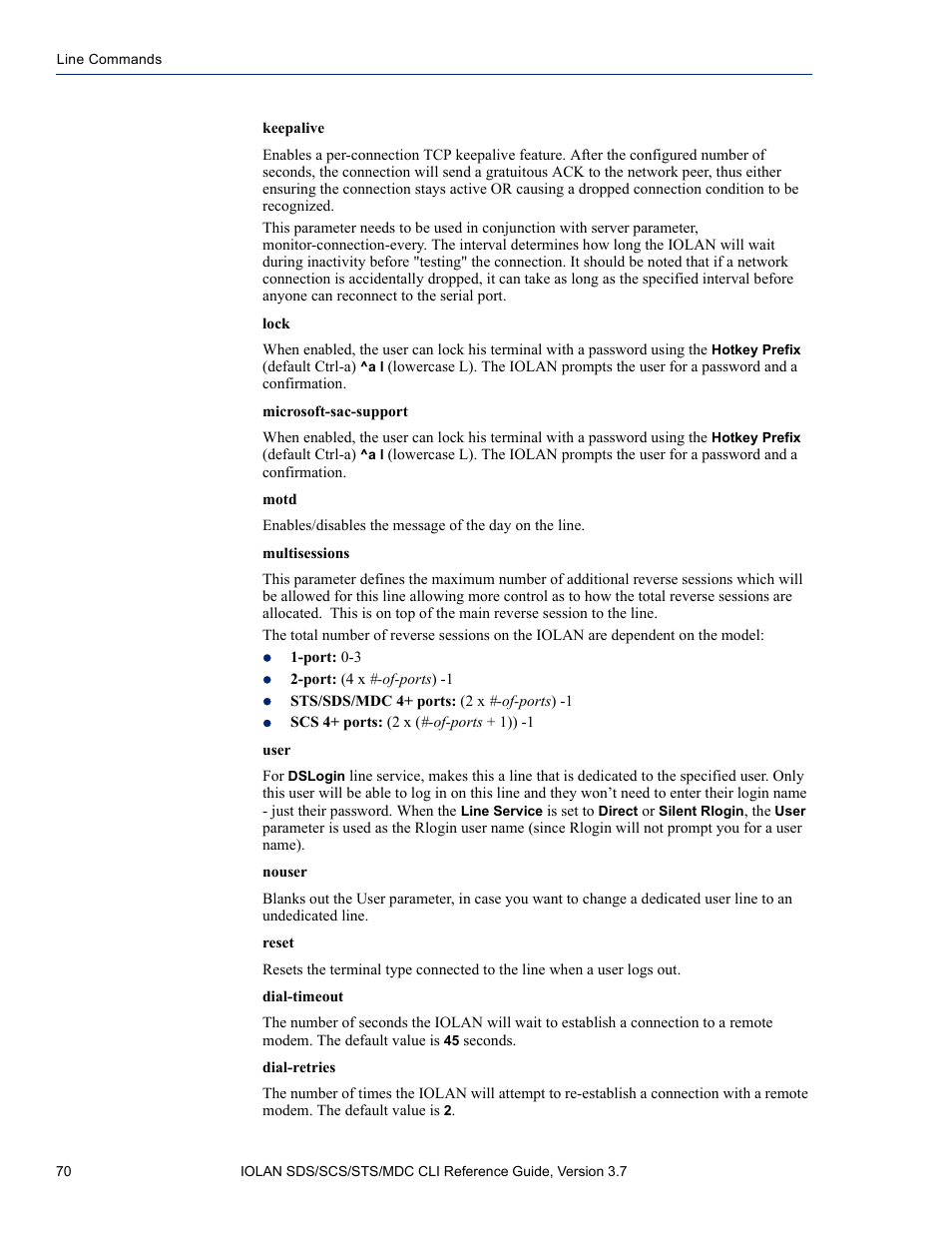 Perle Systems IOLAN SDS User Manual | Page 70 / 162