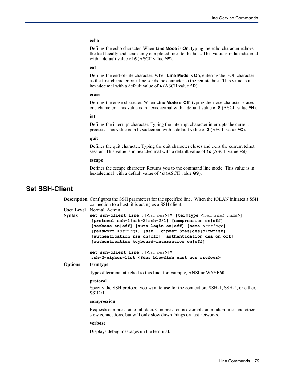 Set ssh-client | Perle Systems IOLAN SDS User Manual | Page 79 / 162