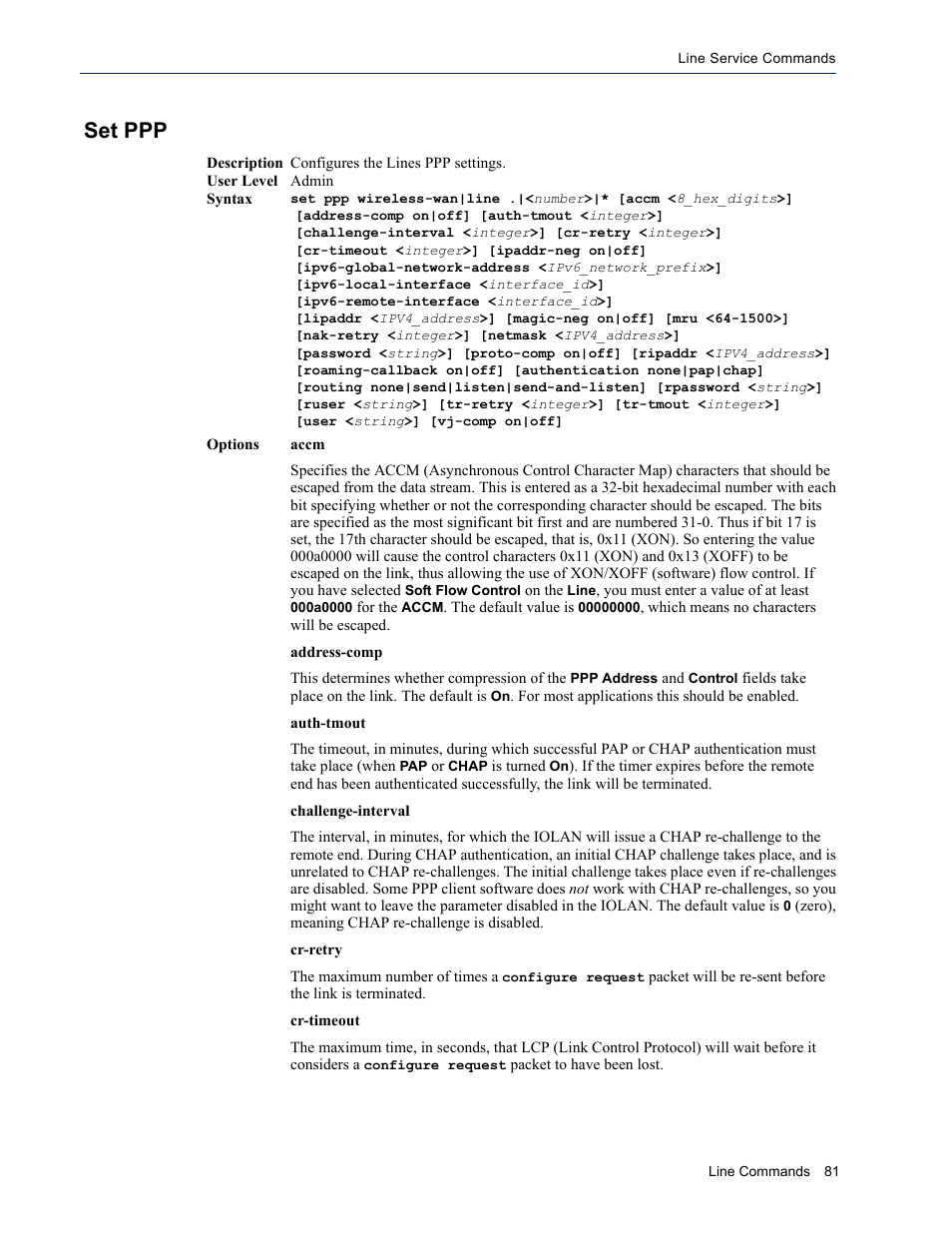 Set ppp | Perle Systems IOLAN SDS User Manual | Page 81 / 162