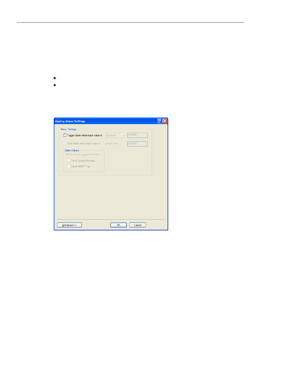 Alarm settings, Basic analog alarm settings | Perle Systems Perle IOLAN DS1 User Manual | Page 148 / 224