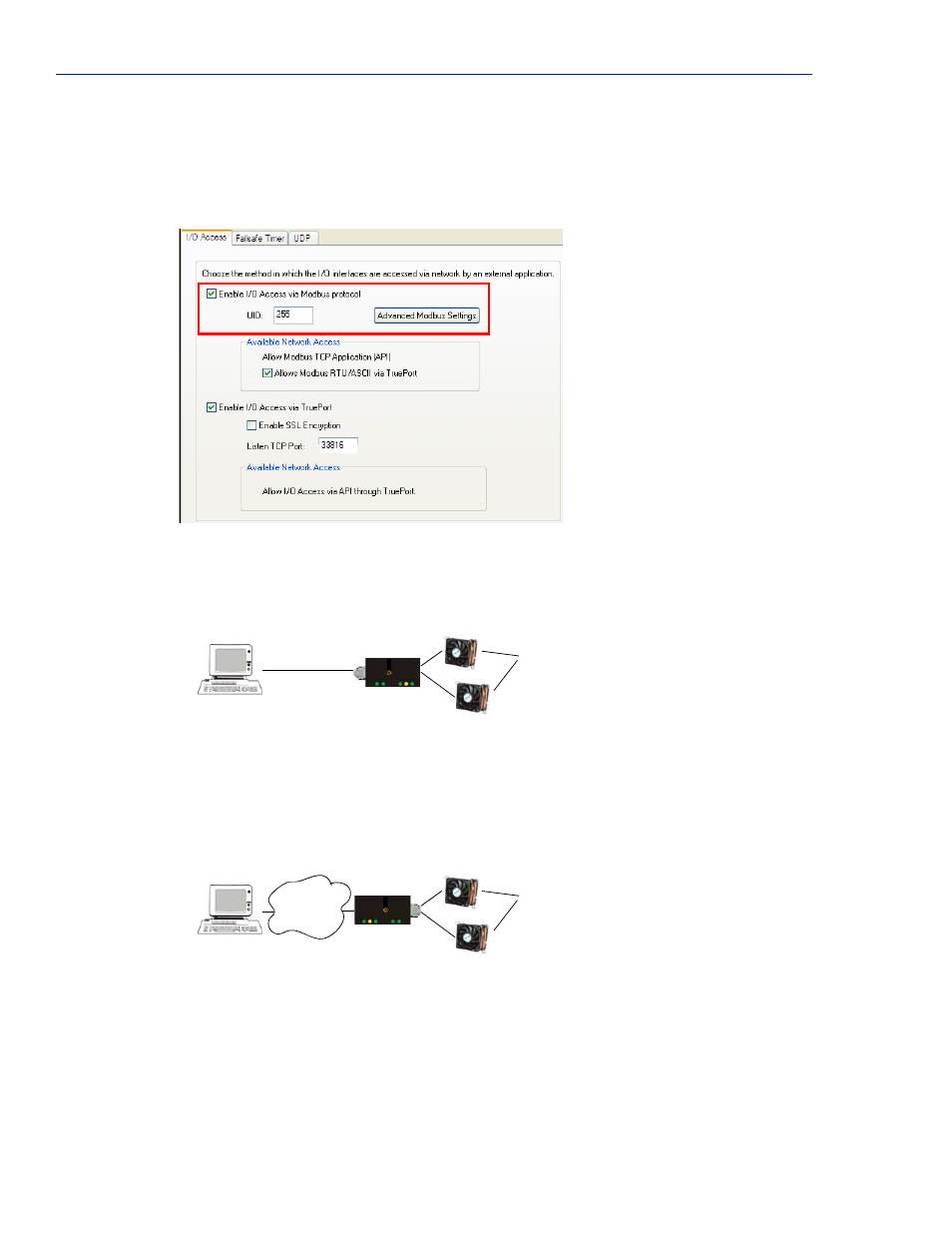 I/o modbus slave, Modbus serial application connected to the network | Perle Systems Perle IOLAN DS1 User Manual | Page 152 / 224