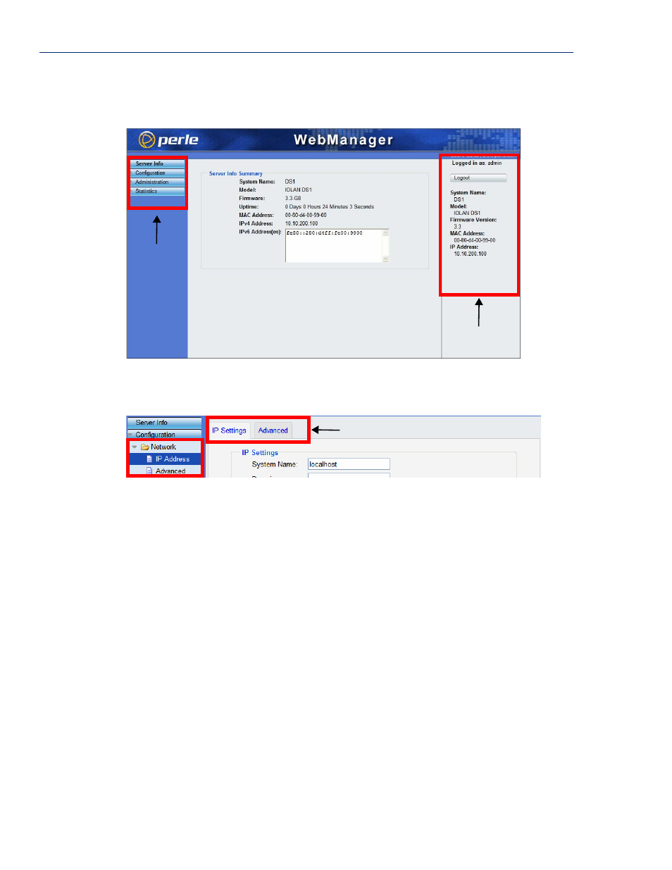 Using webmanager | Perle Systems Perle IOLAN DS1 User Manual | Page 36 / 224