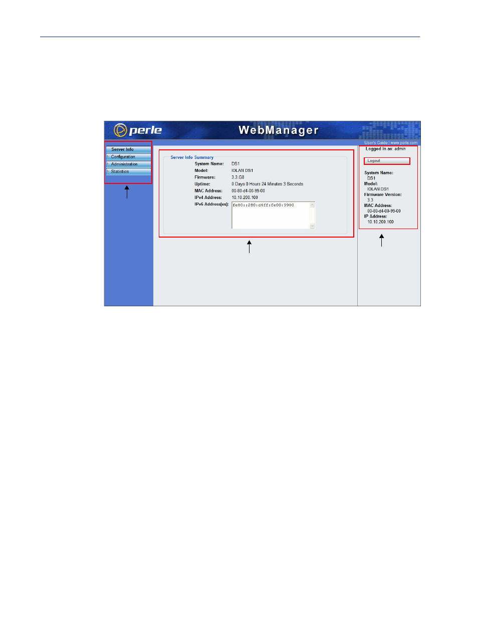 Webmanager | Perle Systems Perle IOLAN DS1 User Manual | Page 55 / 224