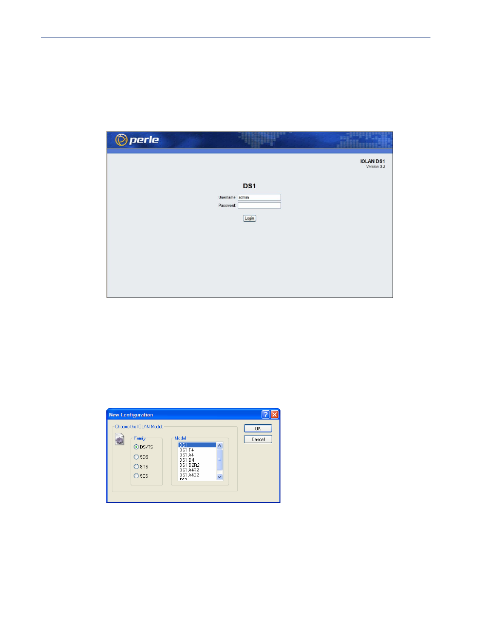 Using webmanager to connect to the iolan, Logging into the iolan, Configuration files | Perle Systems Perle IOLAN DS1 User Manual | Page 59 / 224