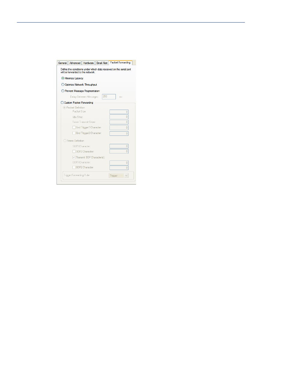 Packet forwarding tab field descriptions, Packet forwarding tab field | Perle Systems Perle IOLAN DS1 User Manual | Page 72 / 224
