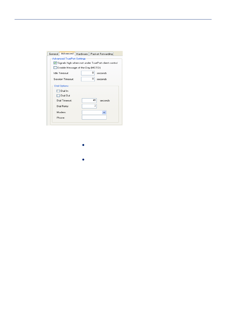 Advanced tab field descriptions | Perle Systems Perle IOLAN DS1 User Manual | Page 82 / 224