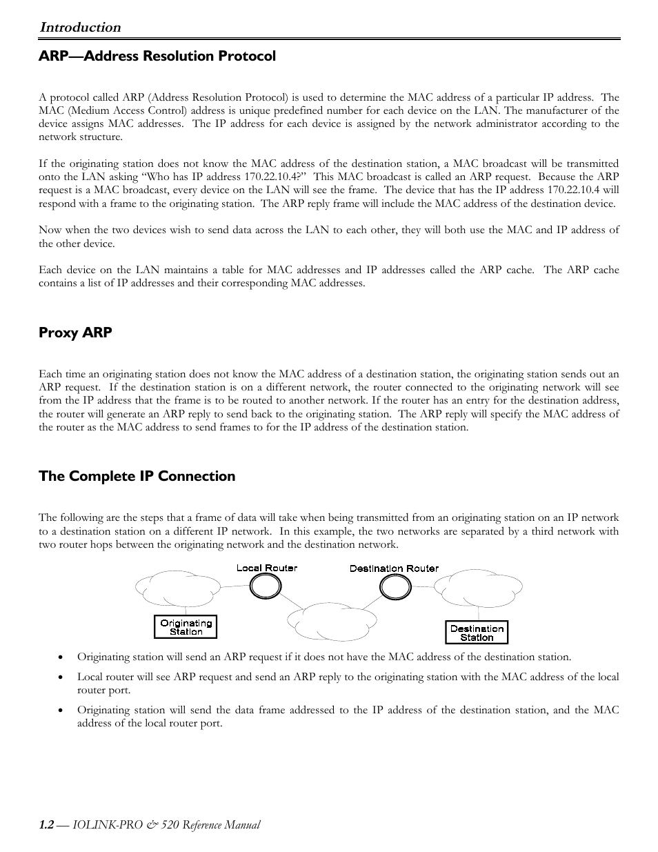 Arp—address resolution protocol, Proxy arp, The complete ip connection | Introduction | Perle Systems IOLINK-PRO IOLINK-520 User Manual | Page 3 / 80