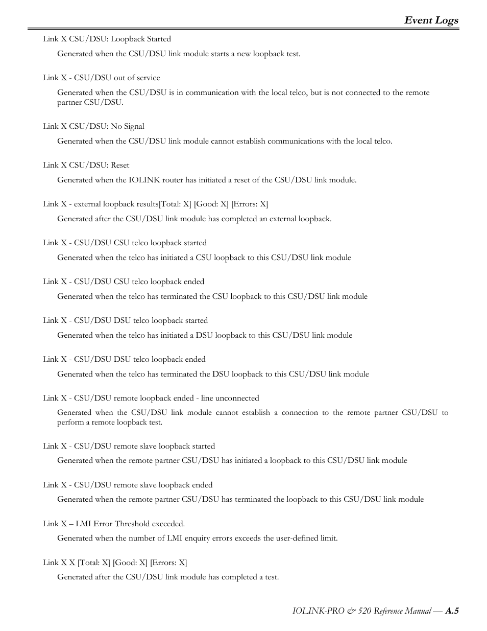 Event logs | Perle Systems IOLINK-PRO IOLINK-520 User Manual | Page 48 / 80