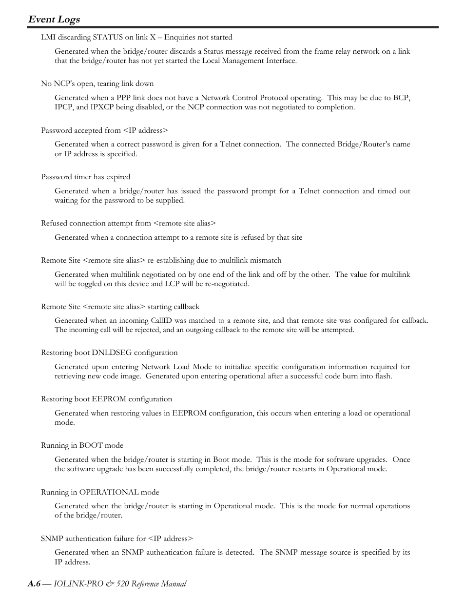 Event logs | Perle Systems IOLINK-PRO IOLINK-520 User Manual | Page 49 / 80