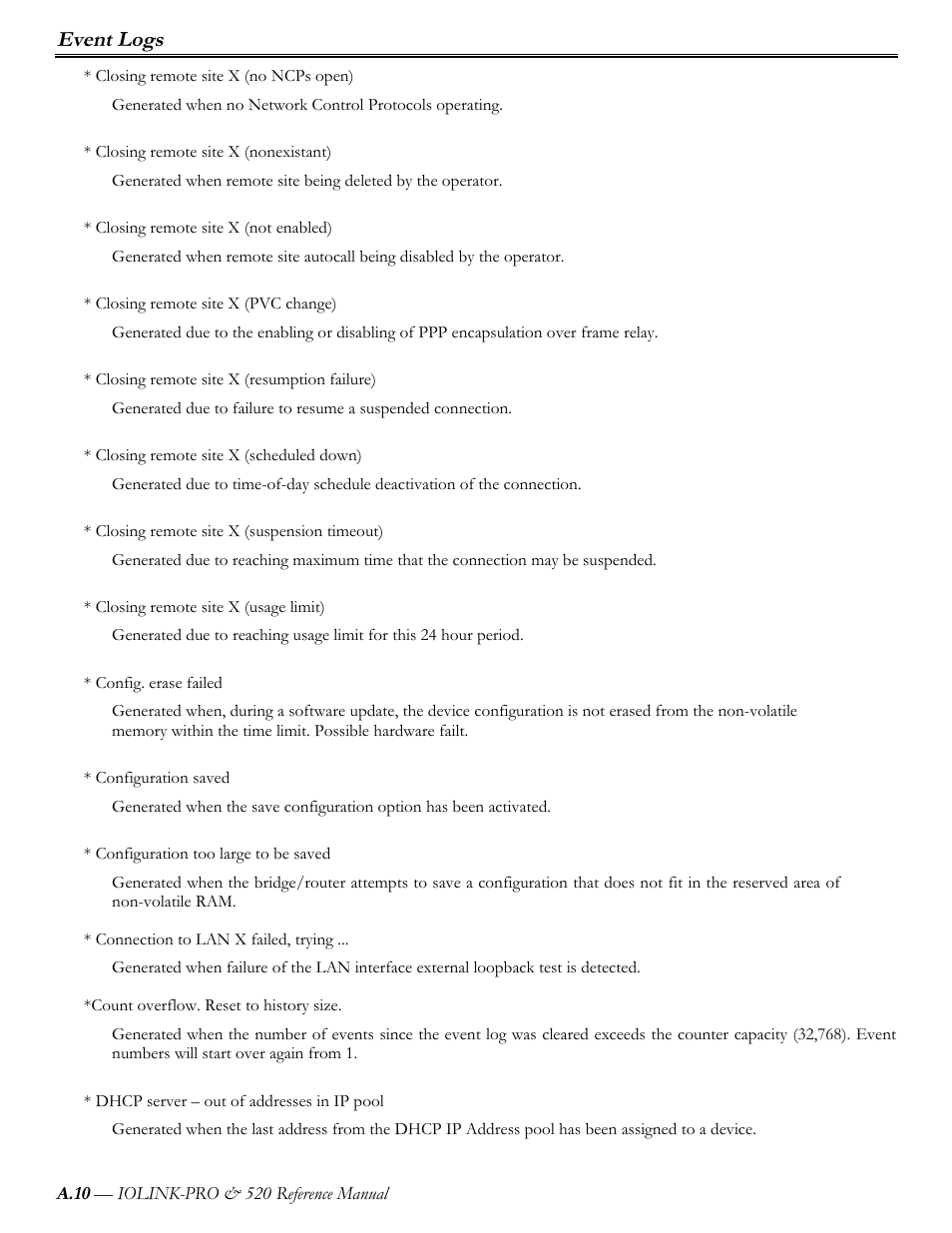 Event logs | Perle Systems IOLINK-PRO IOLINK-520 User Manual | Page 53 / 80