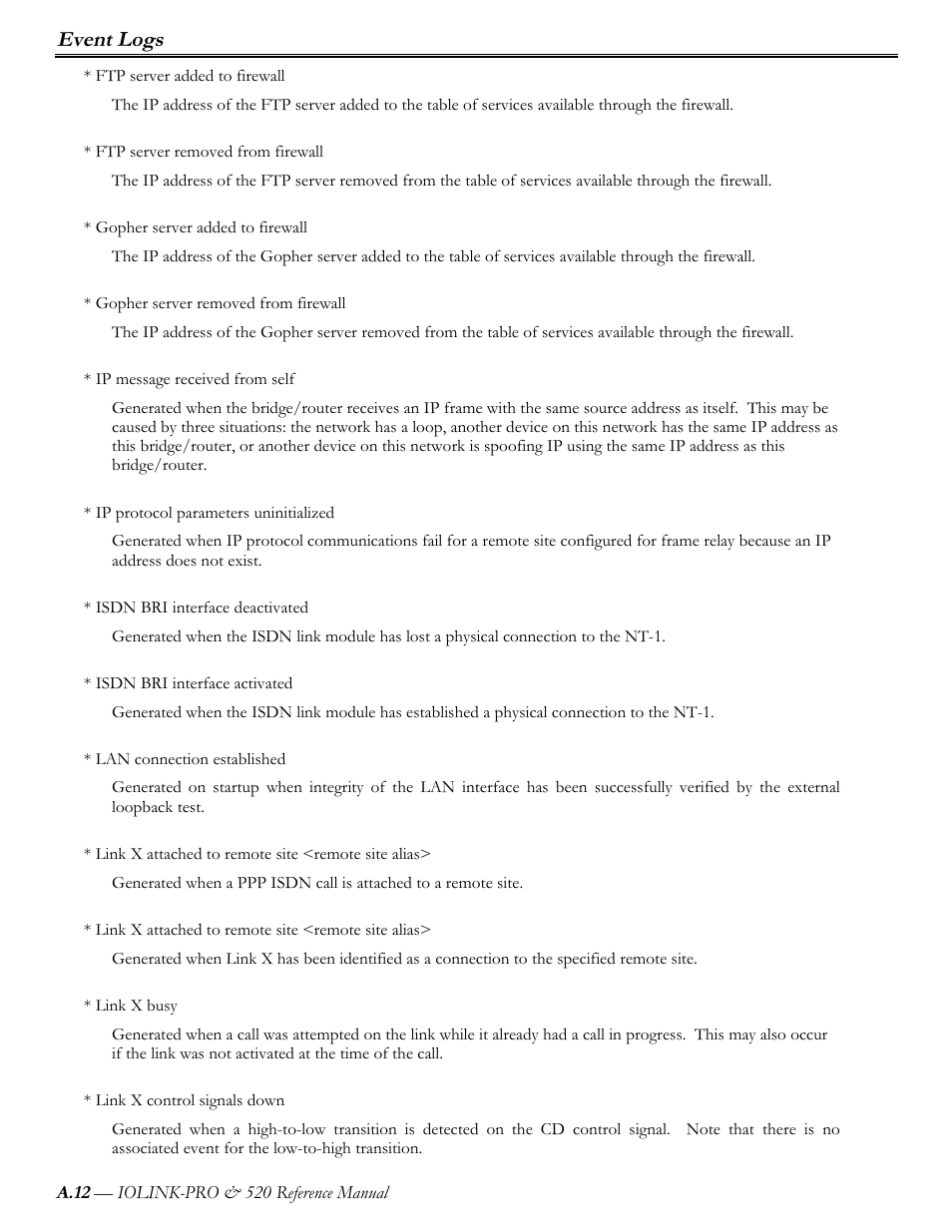 Event logs | Perle Systems IOLINK-PRO IOLINK-520 User Manual | Page 55 / 80