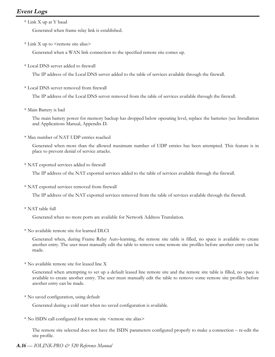 Event logs | Perle Systems IOLINK-PRO IOLINK-520 User Manual | Page 59 / 80