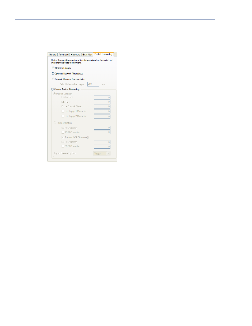 Packet forwarding tab field descriptions, Packet forwarding tab field | Perle Systems 5500161-40 User Manual | Page 120 / 424