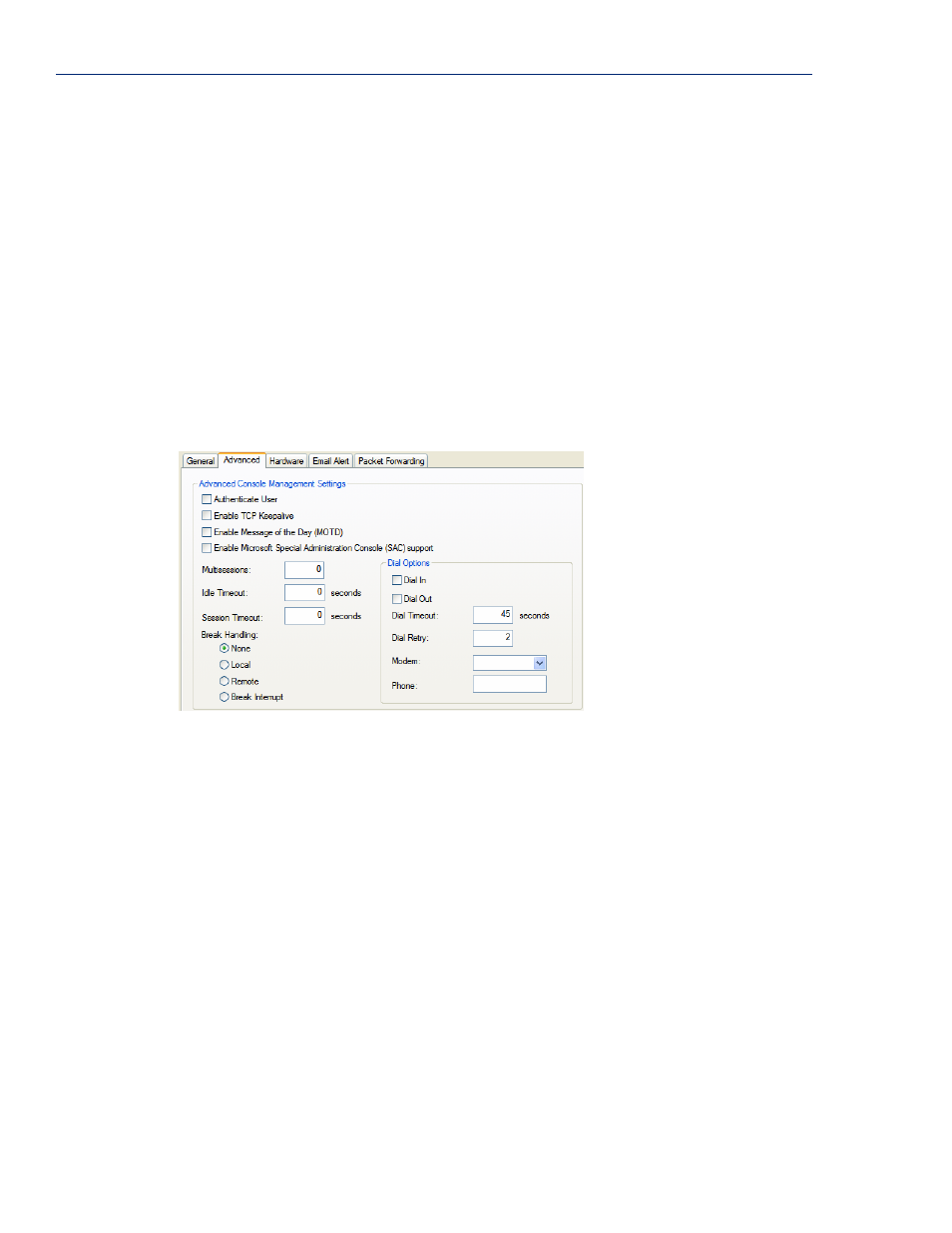 Advanced tab field descriptions | Perle Systems 5500161-40 User Manual | Page 128 / 424