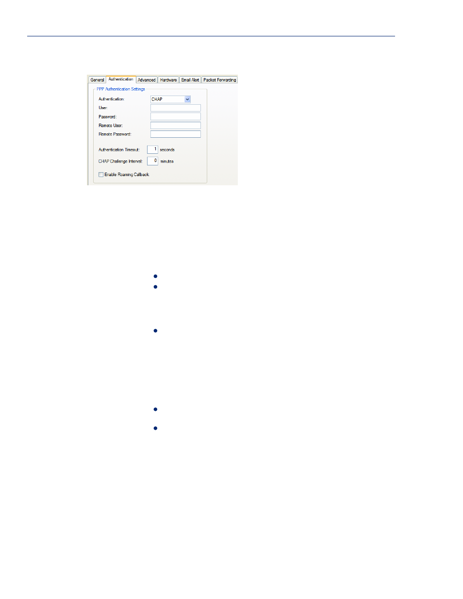 Authentication tab field descriptions | Perle Systems 5500161-40 User Manual | Page 184 / 424