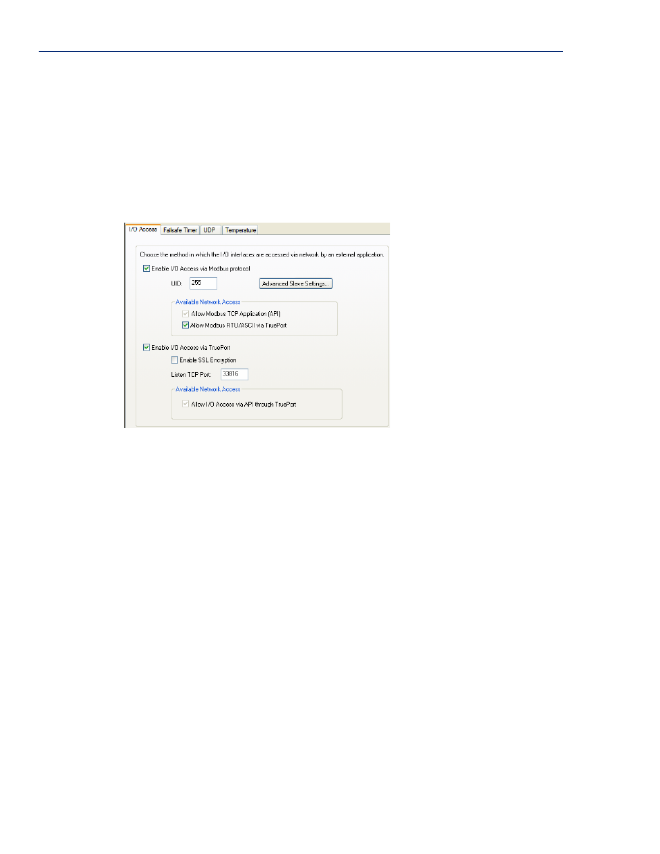 Settings, Overview, I/o access functionality | Field descriptions | Perle Systems 5500161-40 User Manual | Page 246 / 424