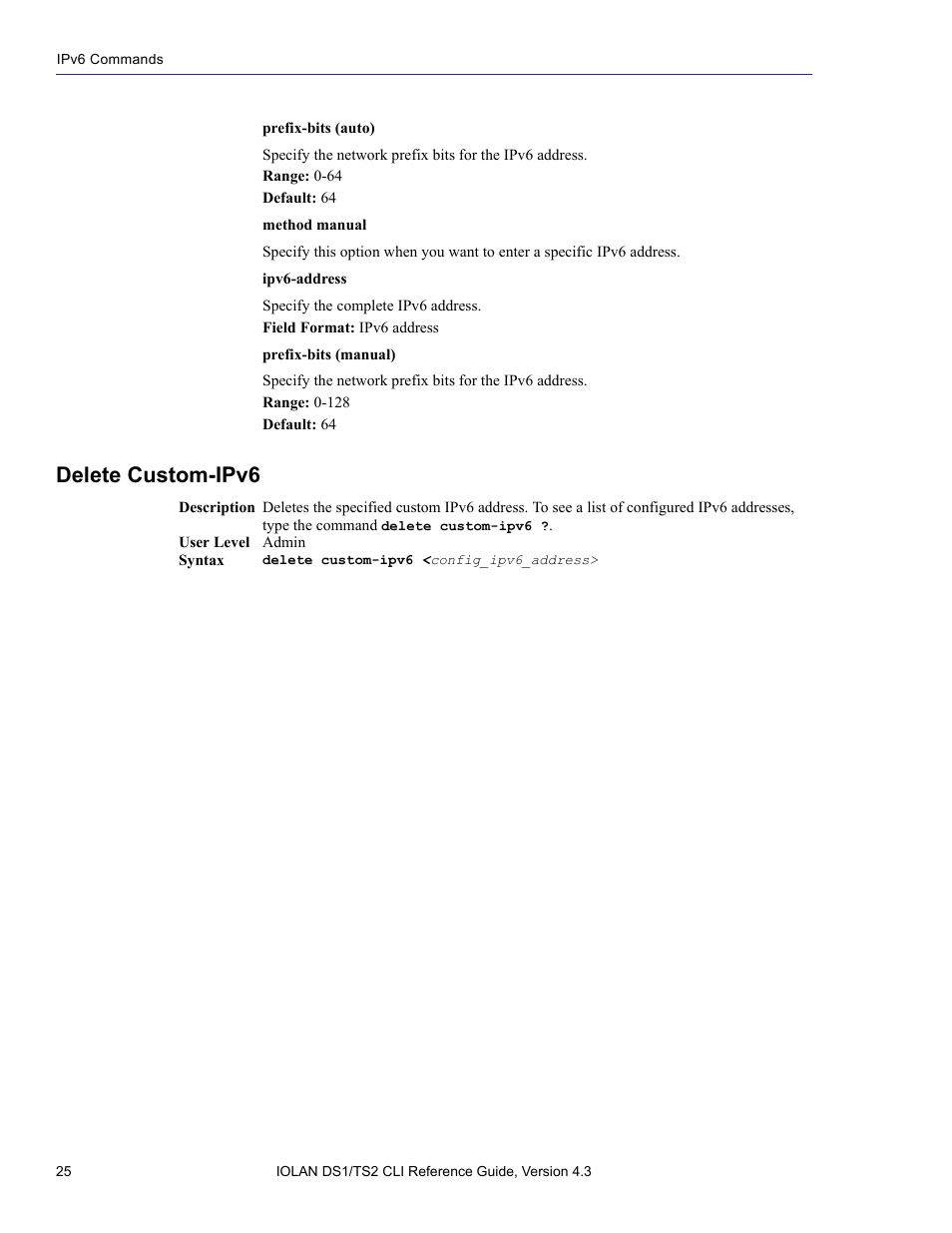 Delete custom-ipv6 | Perle Systems 5500208-43 User Manual | Page 24 / 89