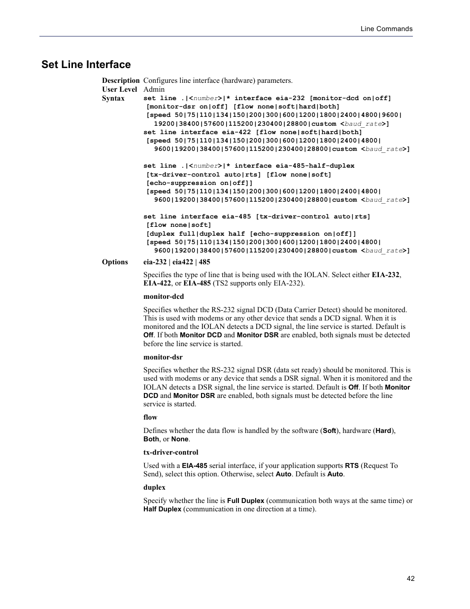 Set line interface | Perle Systems 5500208-43 User Manual | Page 41 / 89