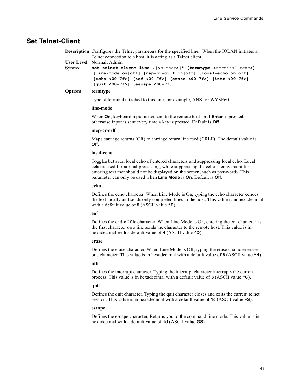 Set telnet-client | Perle Systems 5500208-43 User Manual | Page 46 / 89