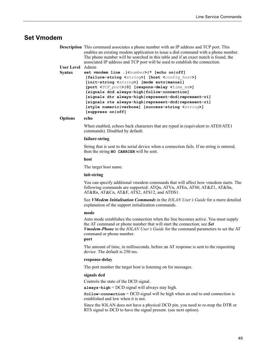 Set vmodem | Perle Systems 5500208-43 User Manual | Page 48 / 89