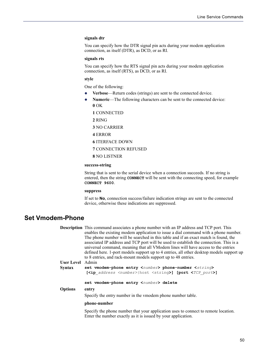 Set vmodem-phone | Perle Systems 5500208-43 User Manual | Page 49 / 89