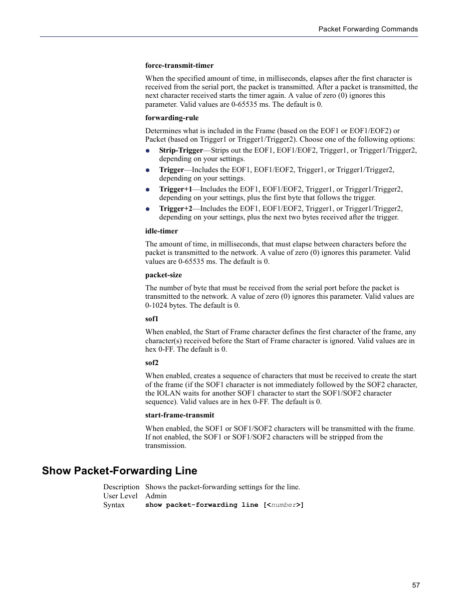 Show packet-forwarding line | Perle Systems 5500208-43 User Manual | Page 56 / 89