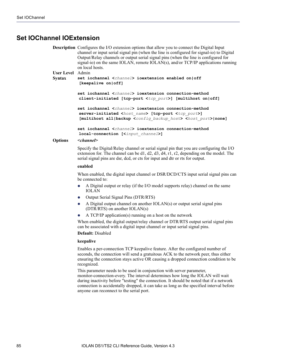 Set iochannel ioextension | Perle Systems 5500208-43 User Manual | Page 84 / 89