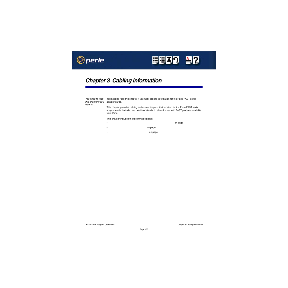 Chapter 3 cabling information, Hapter, Abling | Information | Perle Systems Adaptors User Manual | Page 105 / 129