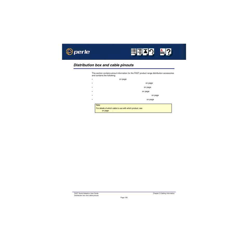 Distribution box and cable pinouts | Perle Systems Adaptors User Manual | Page 108 / 129