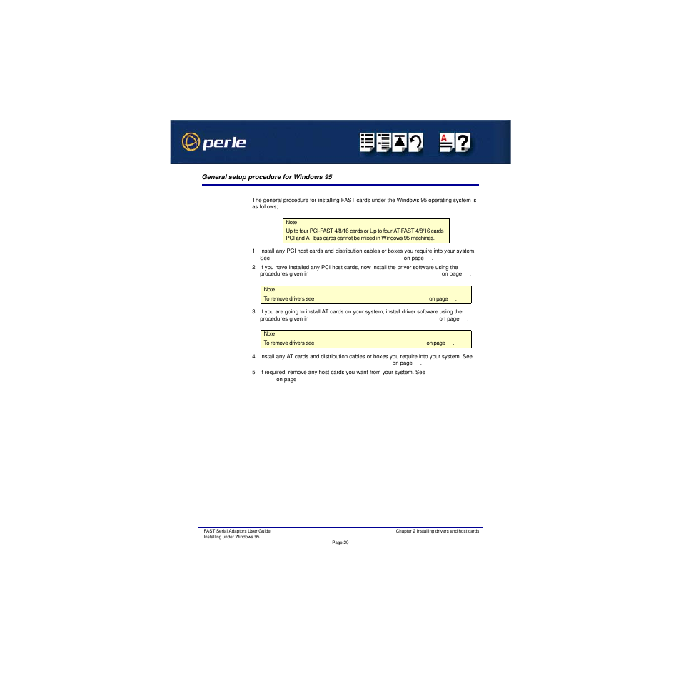 General setup procedure for windows 95 | Perle Systems Adaptors User Manual | Page 20 / 129