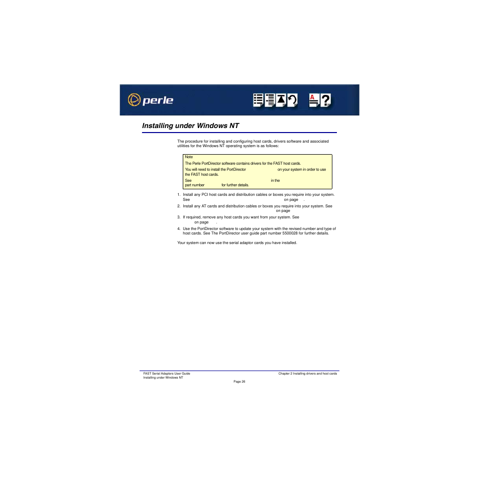 Installing under windows nt | Perle Systems Adaptors User Manual | Page 26 / 129