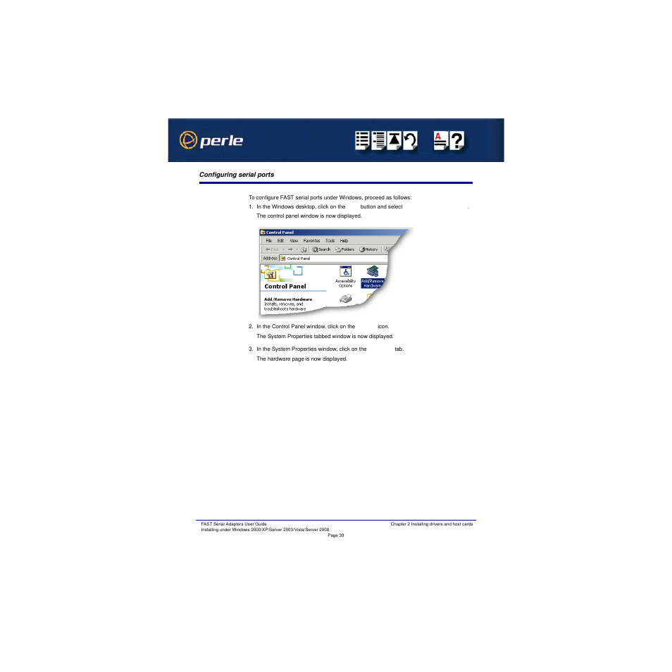 Configuring serial ports | Perle Systems Adaptors User Manual | Page 39 / 129